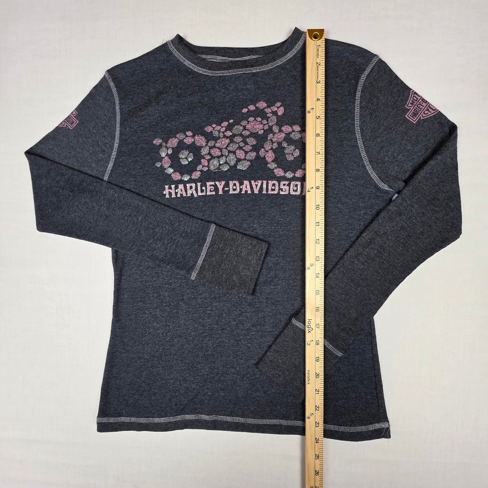 Harley-Davidson Thermal Top Womens‎ L Charcoal Pink Barnett El Paso Biker - Picture 7 of 10